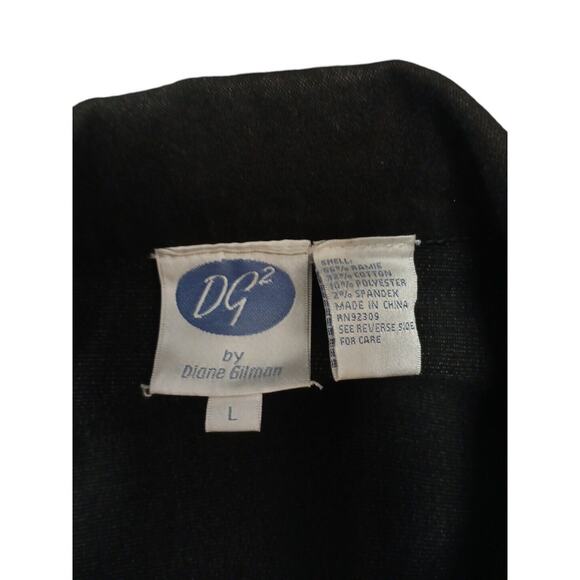 DG2 Y2K Denim Jacket Sz M BLACK Punk Rock Boxy Moto BLING BEADED Goth Retro VNTG - Picture 9 of 15